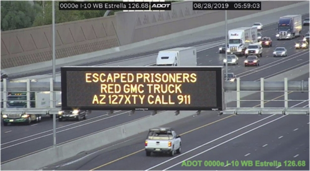 A digital sign over Interstate 10 in the Phoenix metropolitan area 