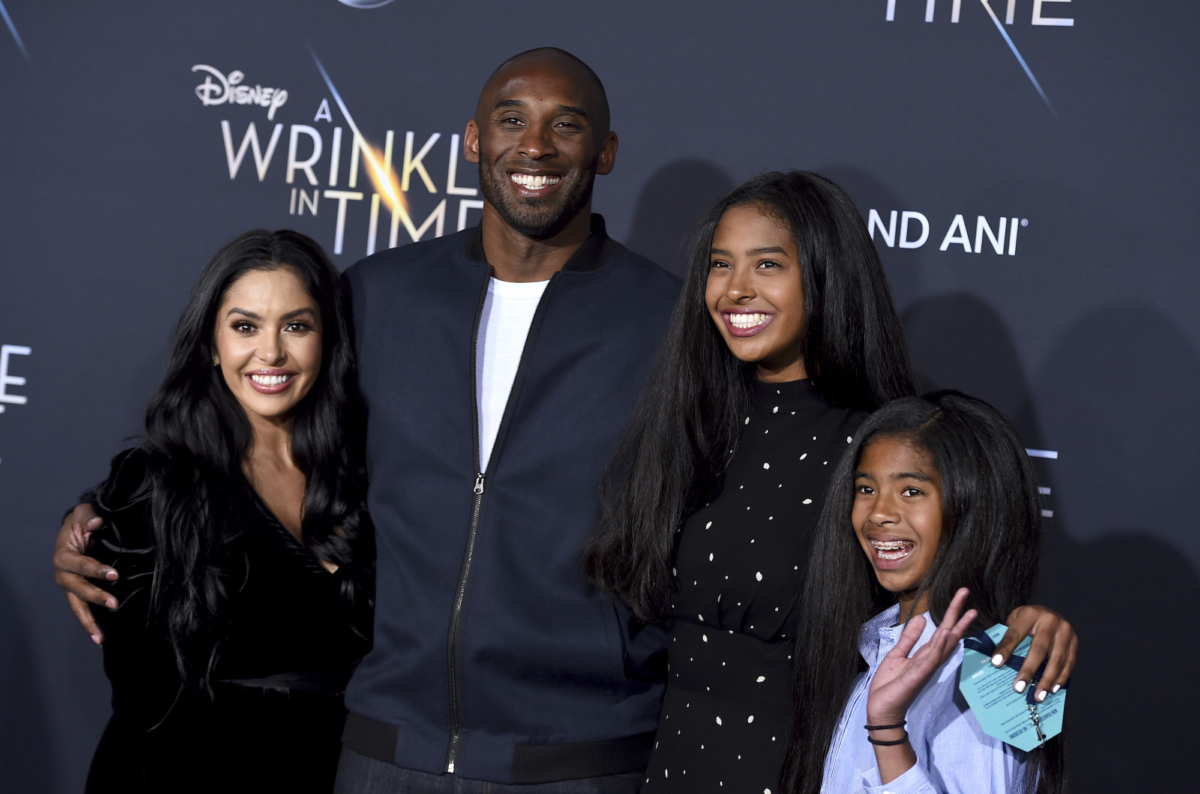 Vanessa Bryant, from left, Kobe Bryant, Natalia Bryant and Gianna Maria-Onore Bryant at the world premiere of "A Wrinkle