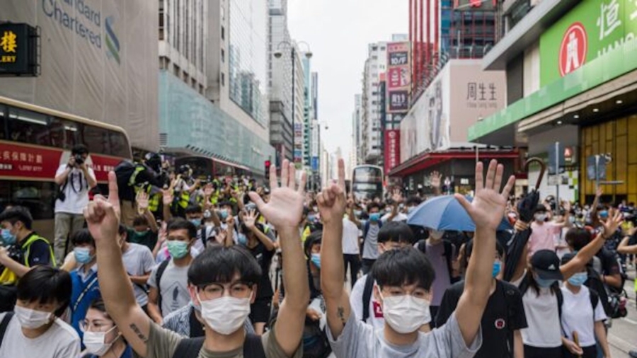 Protest in Hong Kong Over China’s Move to Pass Security Law