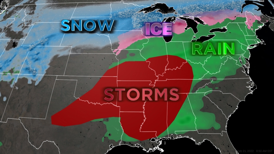 Snow, Sleet, and Freezing Rain to Cross the US in Series of Storms