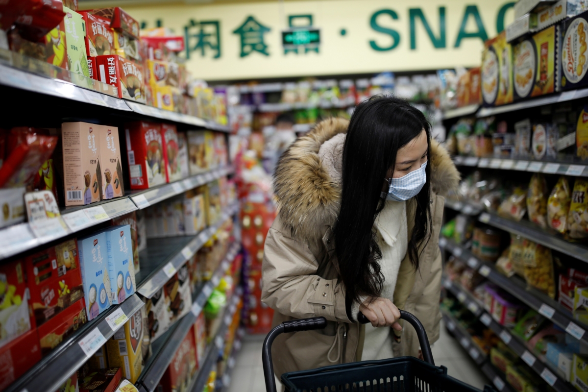 Woman shops in Beijing